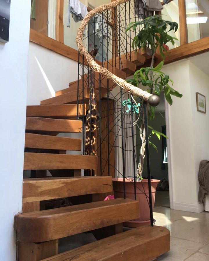 Sleeper sized treds on a winding staircase
