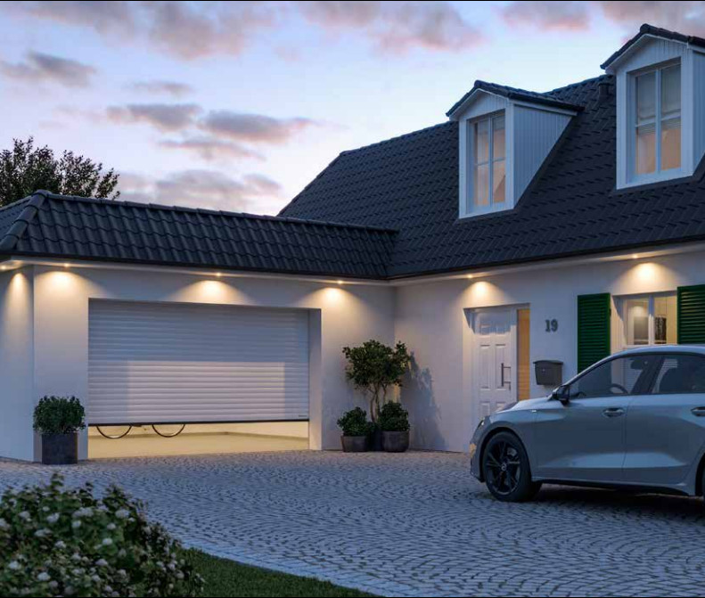 Modern house with stylish Garage door