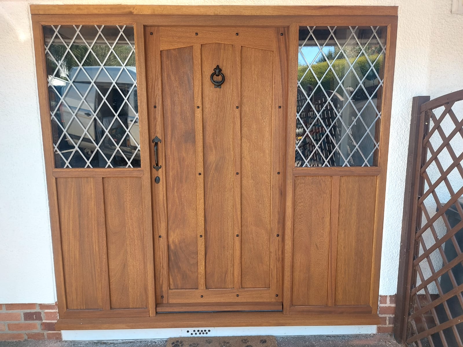 Stylish wooden front door