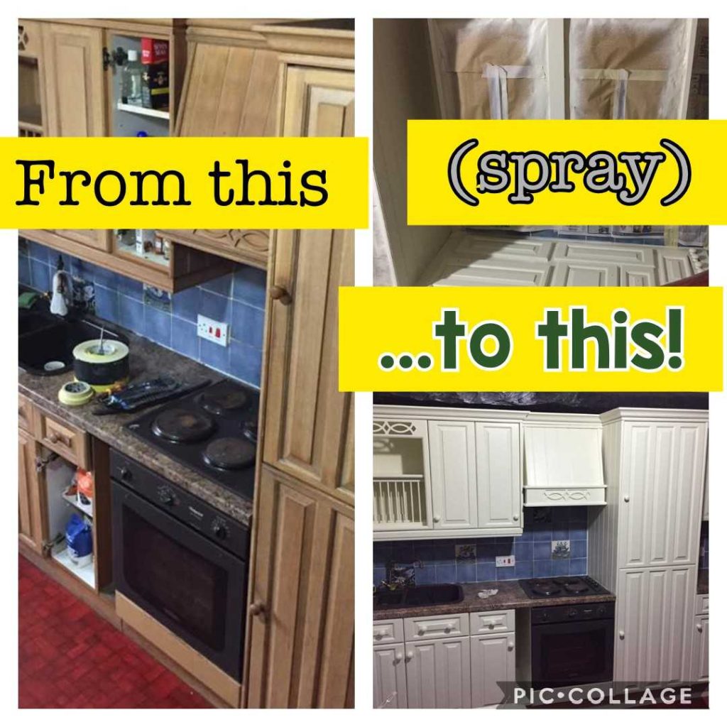 Before and after kitchen respray.