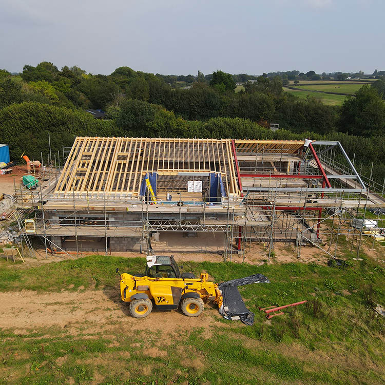 Construction of timber-frame new build.