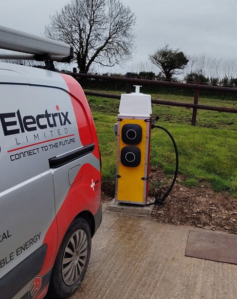 Electric Vehicle at EV Charging point in Devon